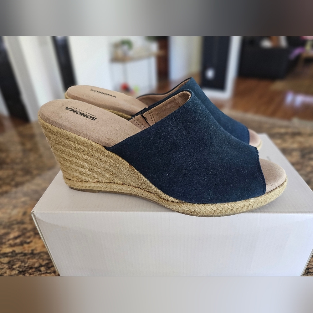 Sonoma Blue Slip-on Wedge Blue Suede